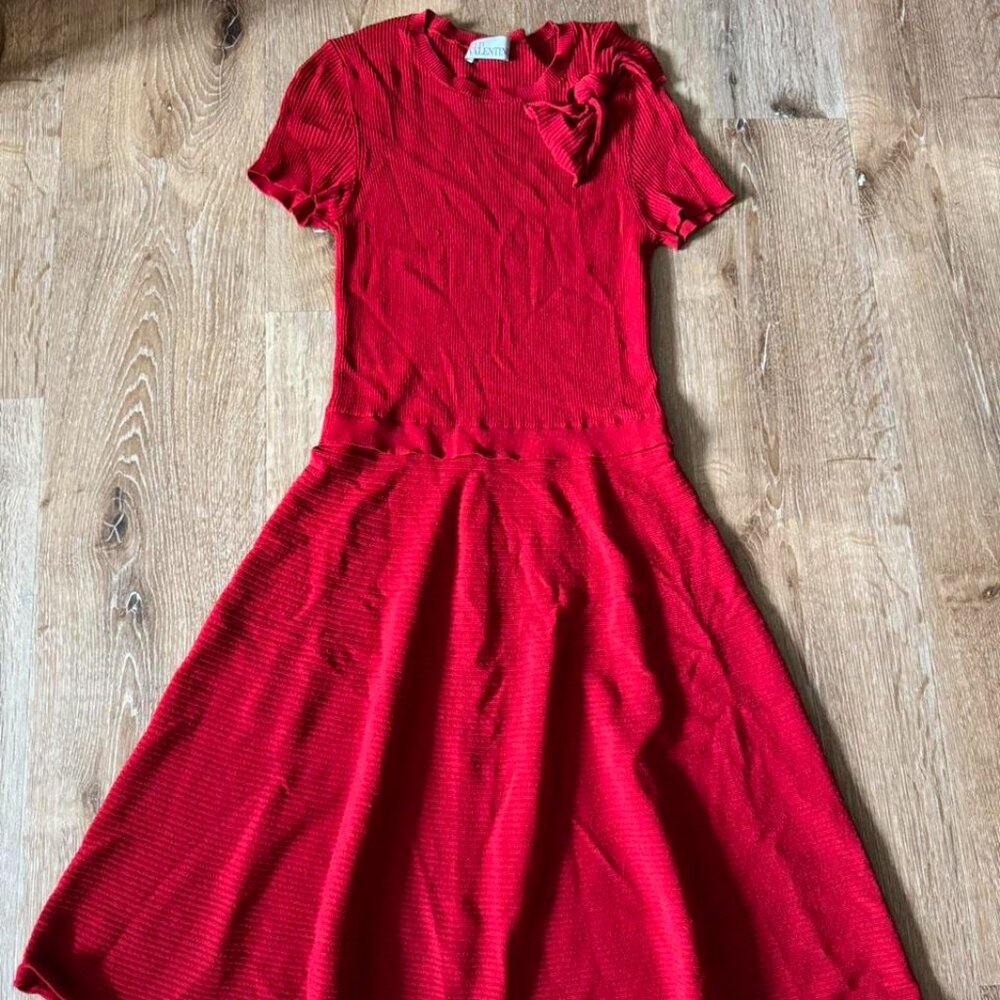 RED Valentino Red BowTie‎ Midi Dress Size S